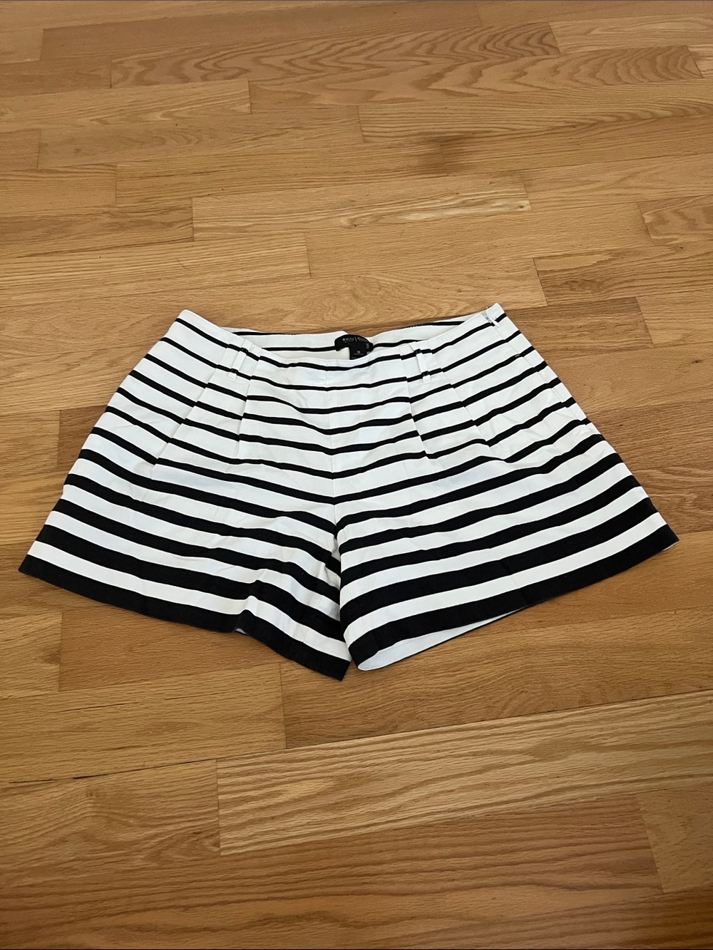 White House Black Market Black & White Striped Bermuda Shorts